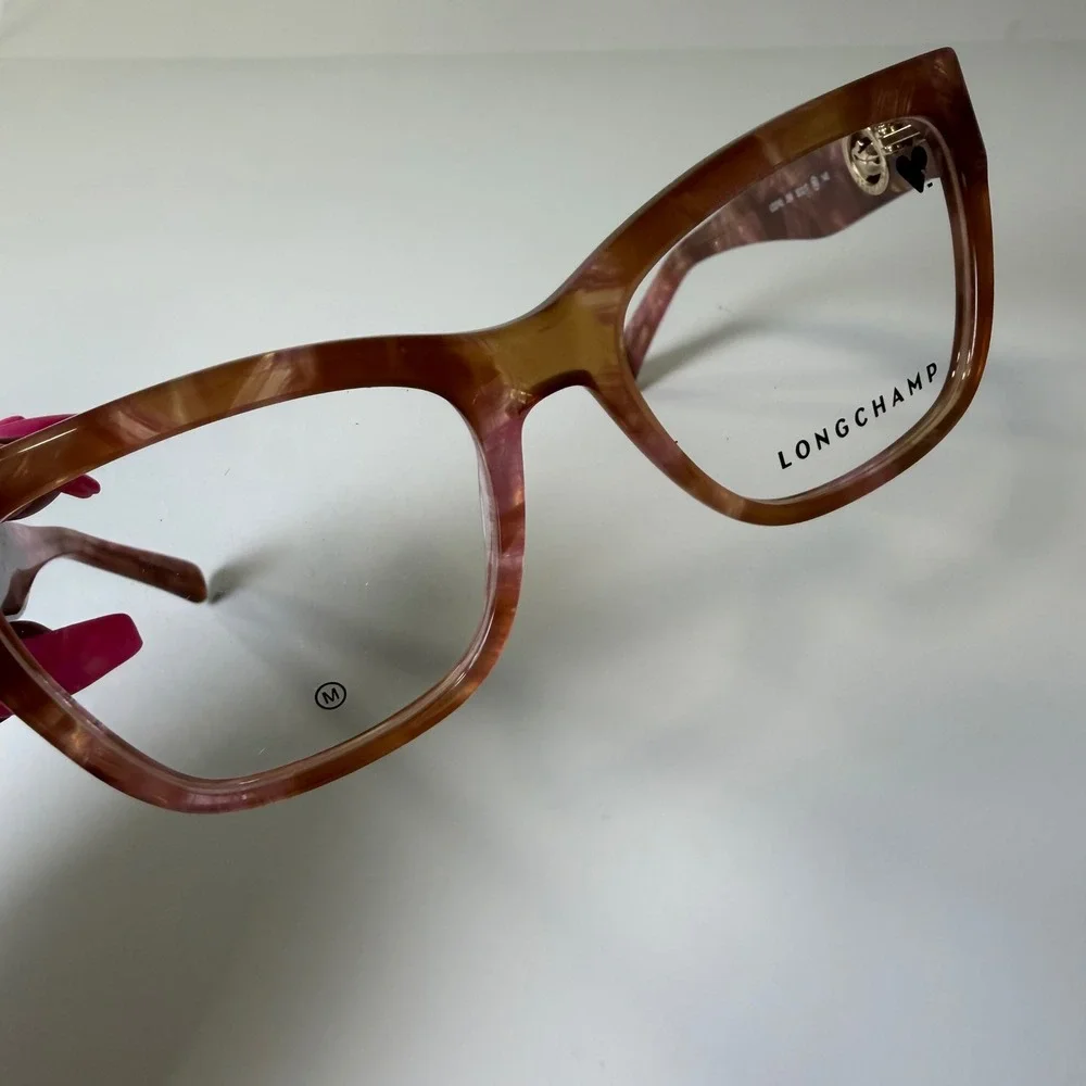 Longchamp LO2743 Square Eyeglasses‎ Marbled Pink Brown Designer Frames 52-17-140